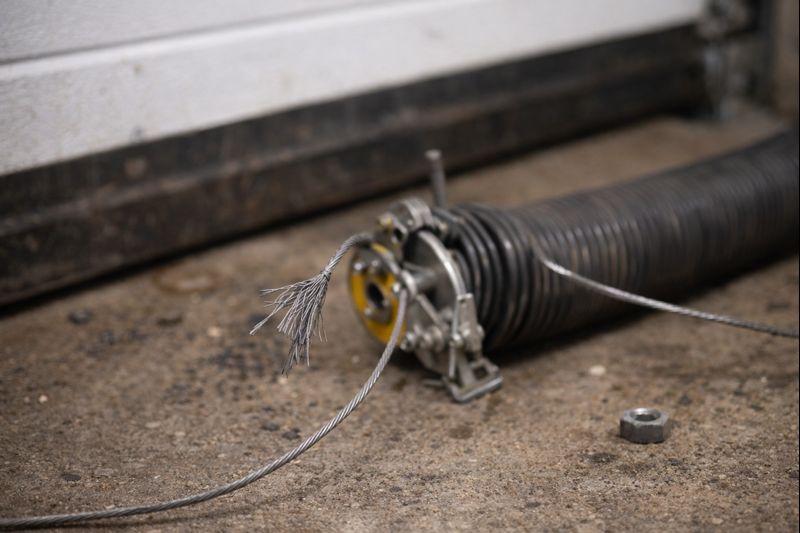 Cable roto en puerta de garaje que requiere reparación