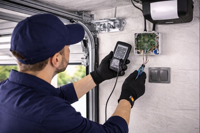 Programación de mandos y ajuste del receptor en el motor de una puerta de garaje en Torrent