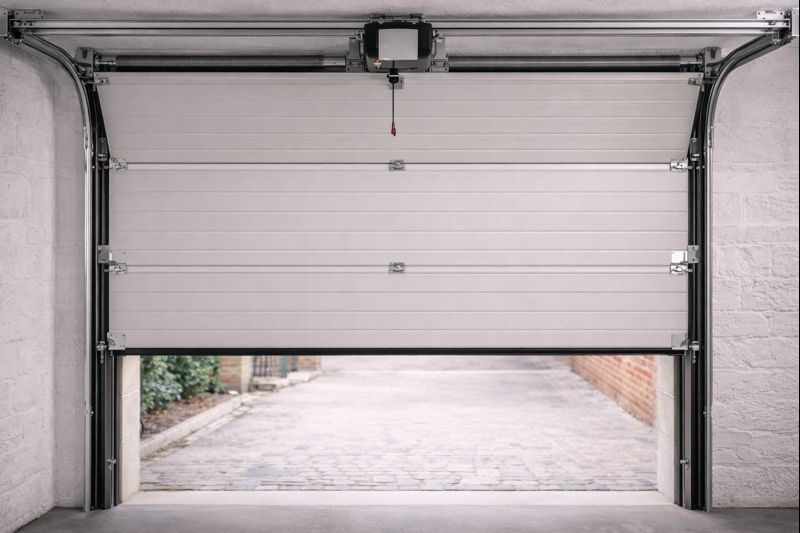 Puerta seccional automática instalada en un garaje