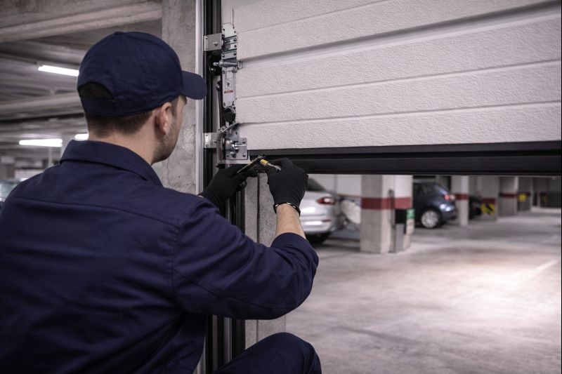Intervención urgente en una puerta de garaje comunitaria en Torrent